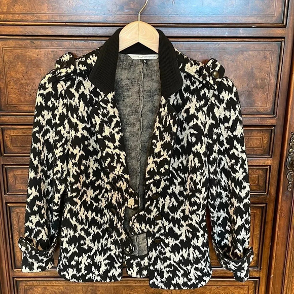 DIANE Von Furstenberg Eleanora black and white wool and cotton jacket - Picture 2 of 13